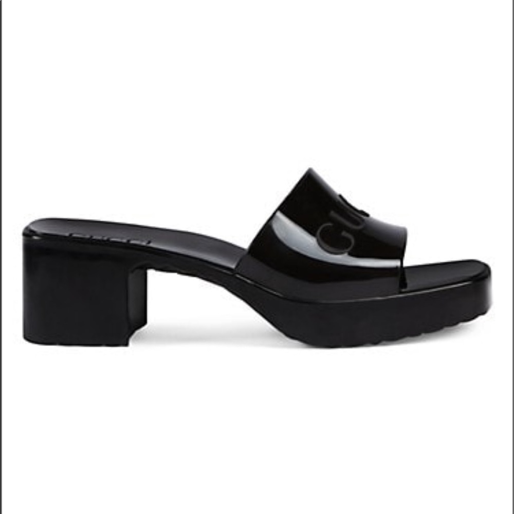 Gucci black rubber slide sandal